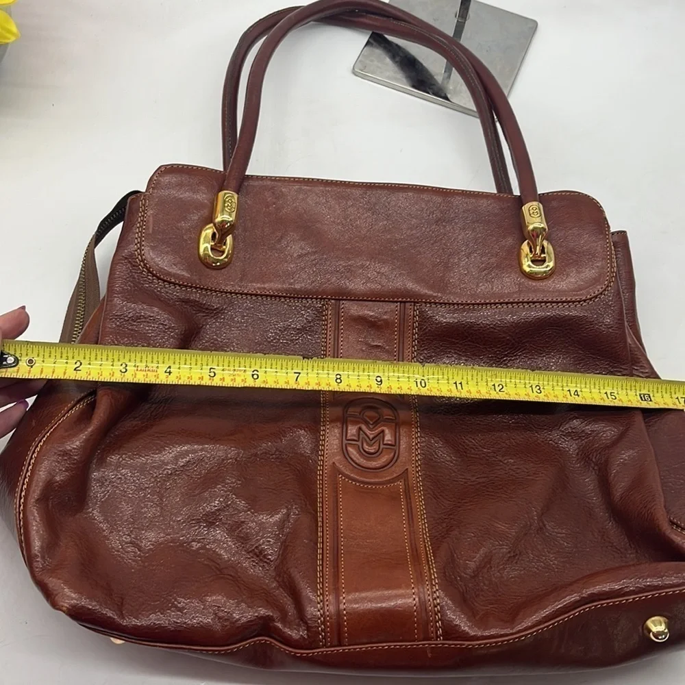Marino Orlandi Large Leather Satchel Tote Bag Made in Italy. BRN3594D
